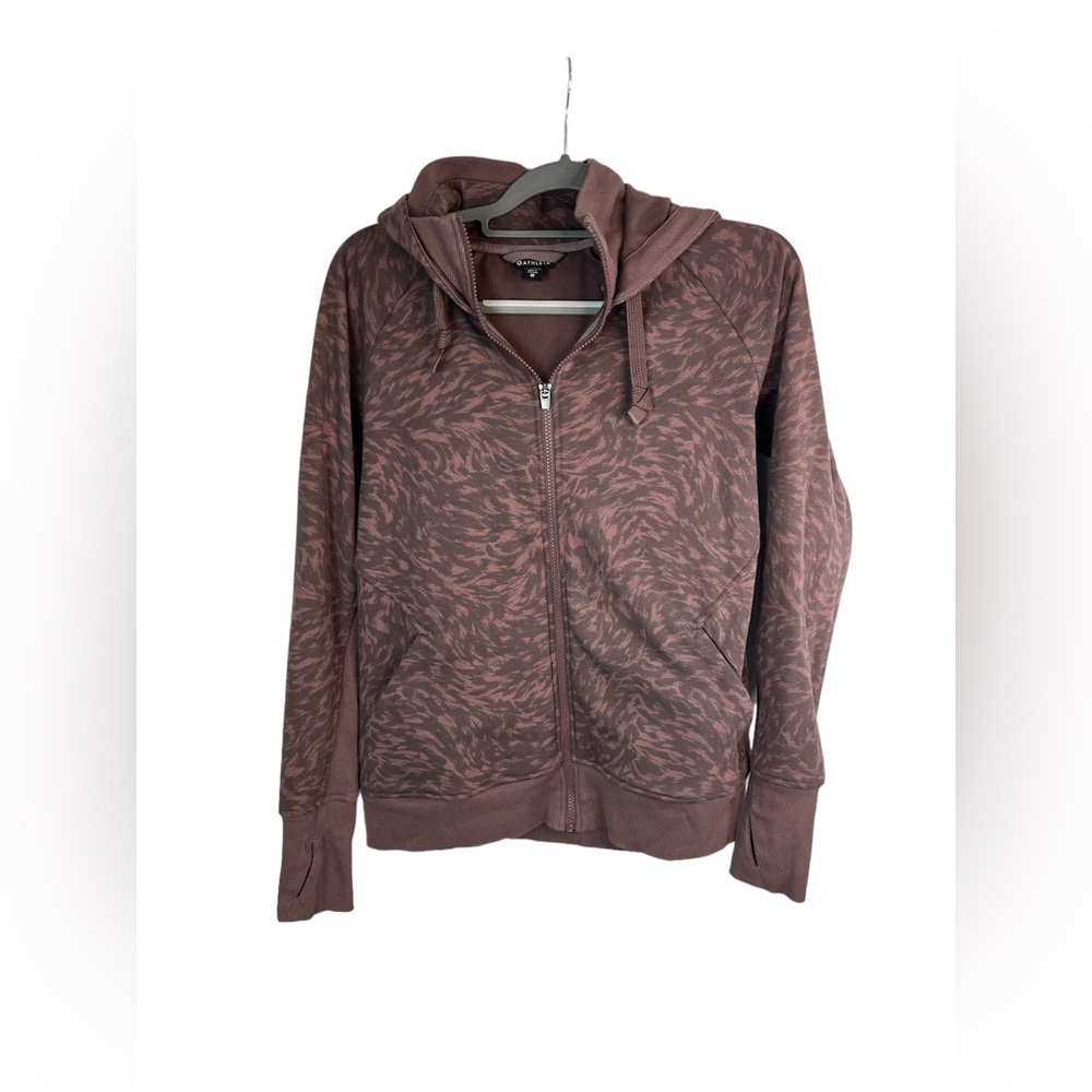 Athleta Triumph printed full zip hoodie workout running athleasiure size medium - Picture 2 of 7